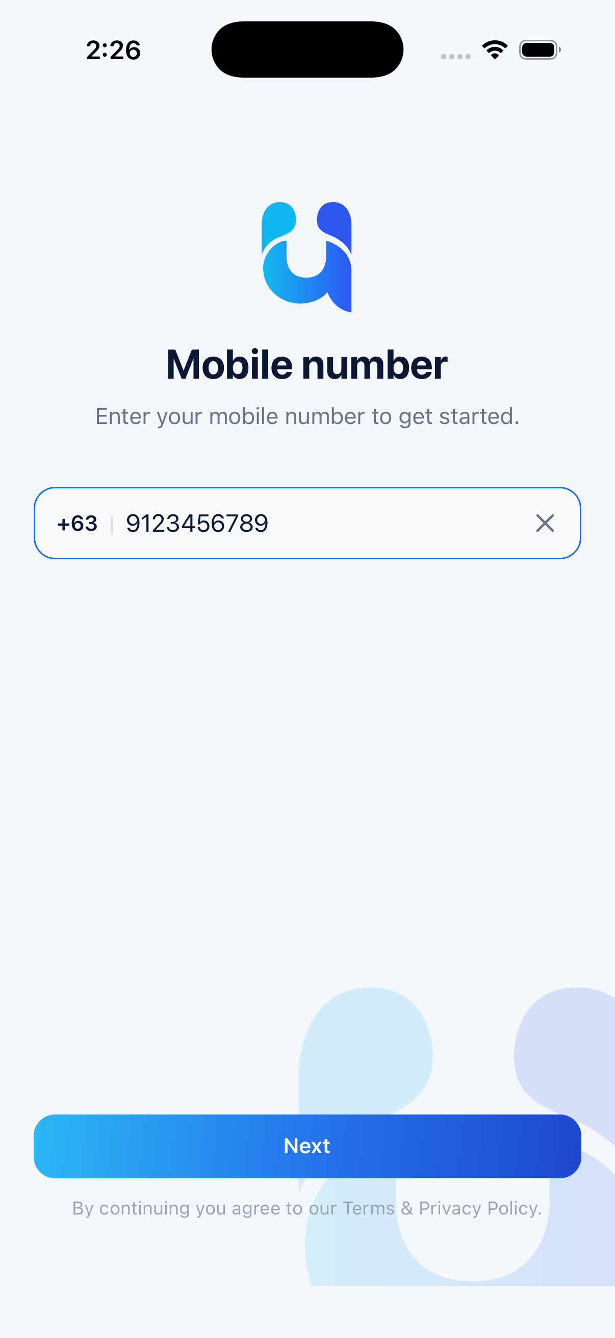 Signing in with a mobile number